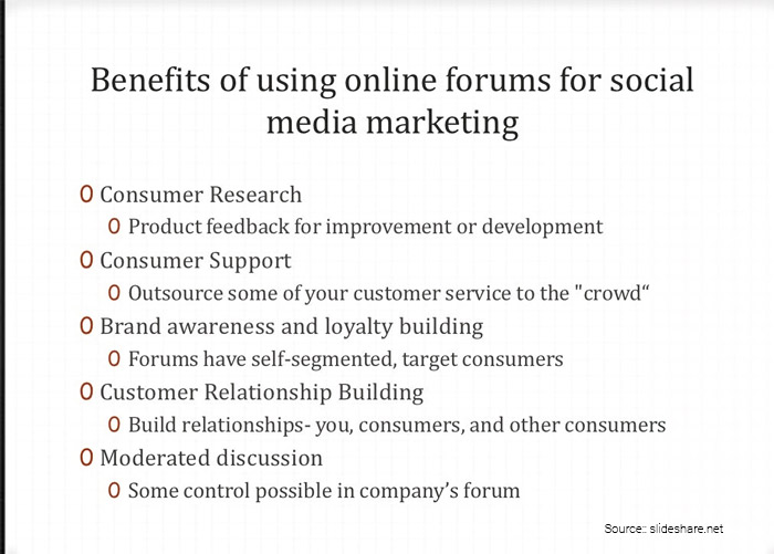 Benefits of using online forums for social media marketing